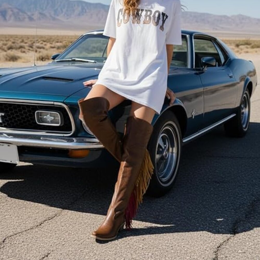 Over Knee Cowboy Boots - Picture 4 of 6